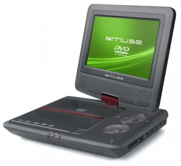 Muse M-745 DP 7&quot; tragbarer portabler DVD Merdia Player Akku 12V DiVX USB SD MP3