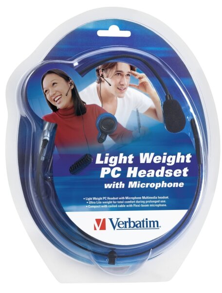 Multimedia Kopfh&ouml;rer Verbatim PC Headset Light Weight mit Mikrofon 41684