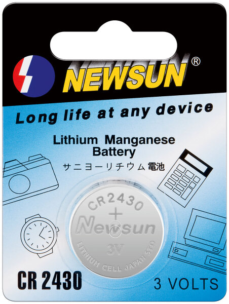 5 x Knopfzelle Lithium CR 2430 New Sun