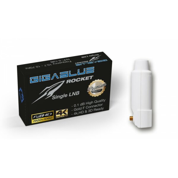 GigaBlue Rocket Single LNB 40mm Long-Feed  3&deg; MultiFeed 0.1dB FULL HD 3D UHD 4K