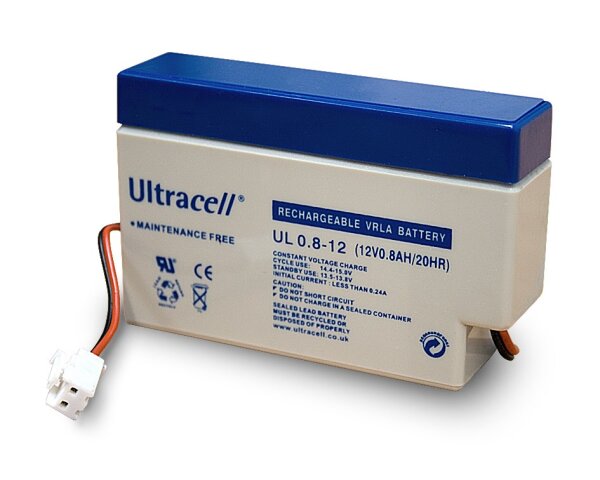 Bleiakku Ultracell 12 V, 0,8 Ah (UL0.8-12) - JST-Stecker Blei-Akku